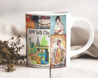 Airline Posters Retro Coffee Mug | Vintage Travel Posters, Classic Artwork, Vintage Artwork