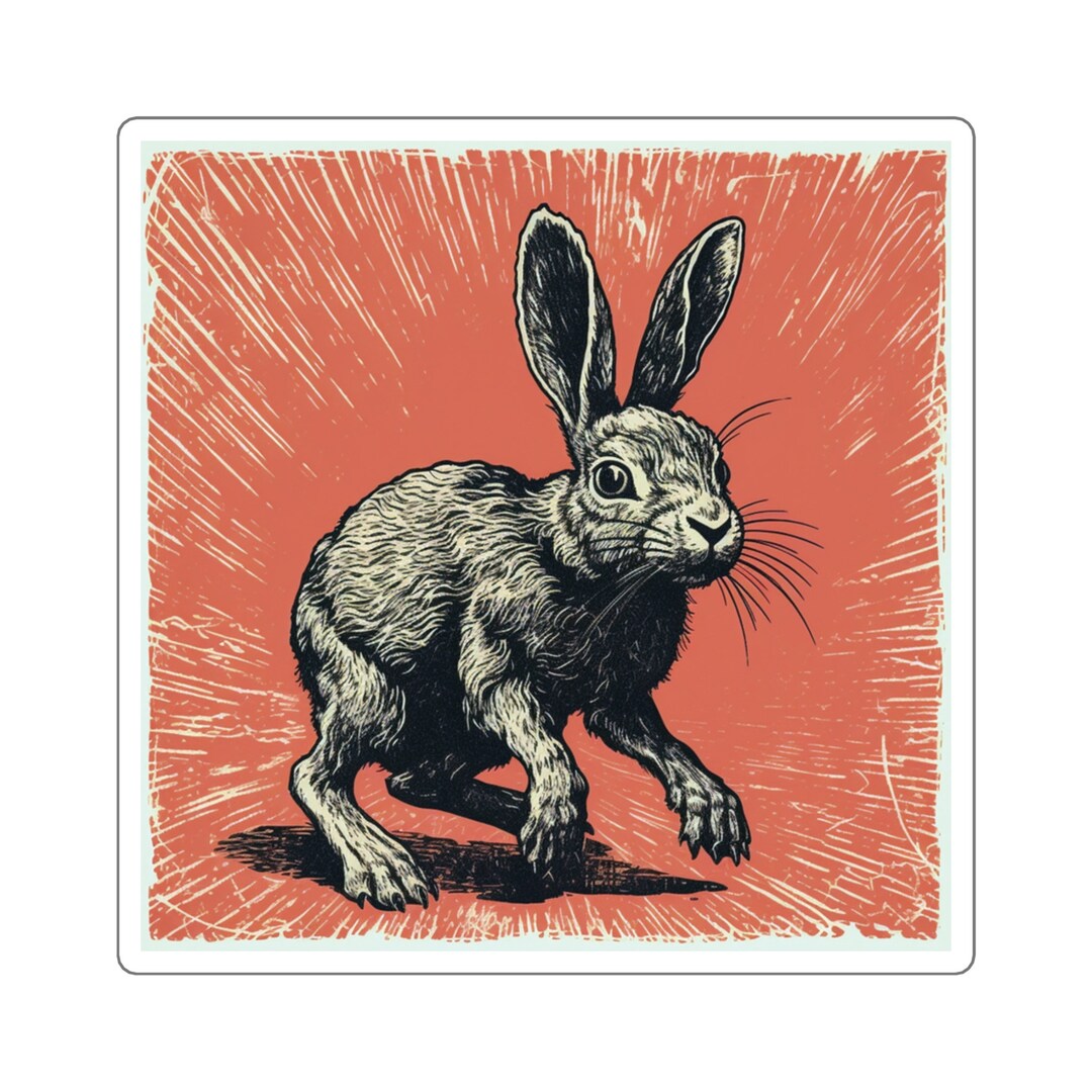 Crazy Rabbit Square Sticker 3 Cute Animal Stickers - Etsy
