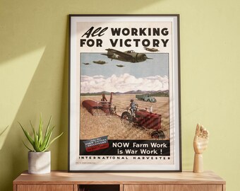 Working for Victory, Vintage Wall Art, World War Two, Retro Art DIGITAL DOWNLOAD