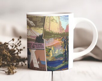 Vintage Travel Posters Retro Coffee Mug | Vintage Artwork, National Parks, Classic Artwork