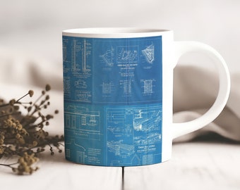 Design Blueprints Retro Coffee Mug |  Retro Style, Vintage Artwork