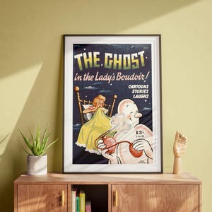 Ghost in the Lady&#39;s Boudoir, Vintage Wall Art, Retro Artwork, Classic Poster DIGITAL DOWNLOAD