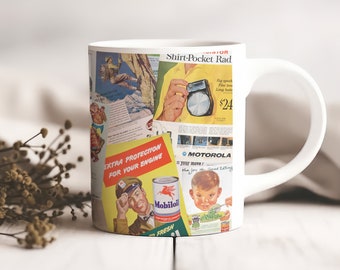 Vintage Magazine Ads Retro Coffee Mug | Classic Artwork, 1950s Style, Vintage Artwork