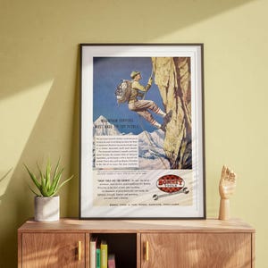 Escalador de montaña, arte de pared vintage, publicidad retro, póster clásico DESCARGA DIGITAL