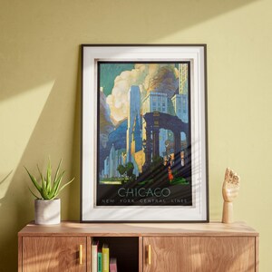 Chicago, Vintage Wall Art, Travel Poster, Retro Art DIGITAL DOWNLOAD