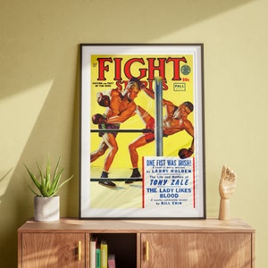 Fight Stories, Vintage Wall Art, Sports Fans, Comic Book Poster, Retro Art DIGITAL DOWNLOAD
