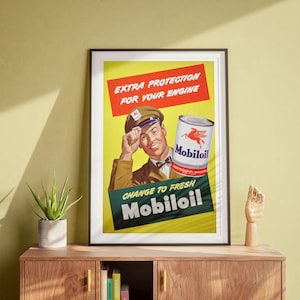 Mobiloil Poster, Vintage Wandkunst, Retro Werbung, klassisches Plakat DIGITAL DOWNLOAD