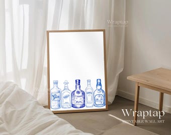 Blue Bar Cart Wall Art, image 4