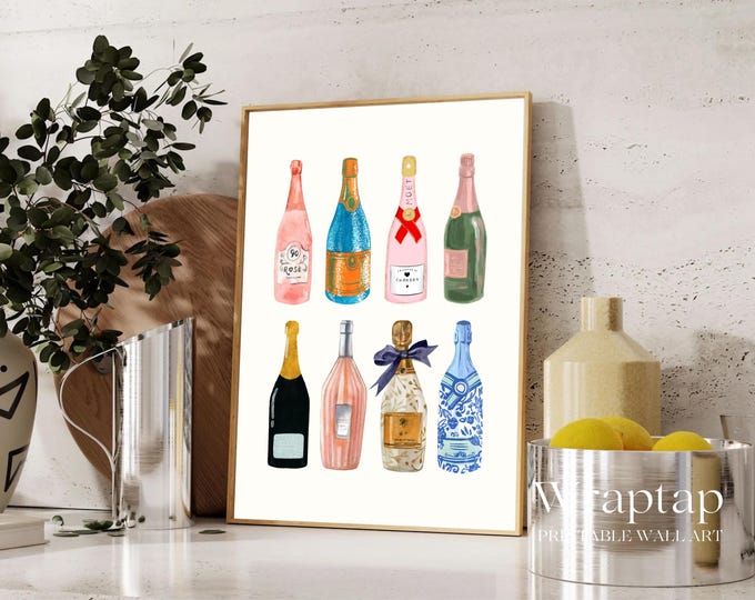 Champagne Prints, Champagne Wall Arts, Champagne Bottle…