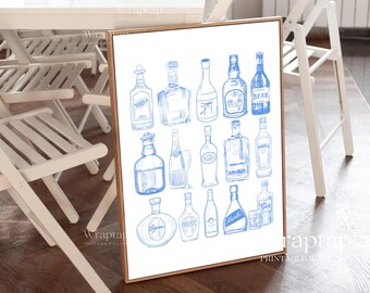 Blue Bar Cart Wall Art, image 4