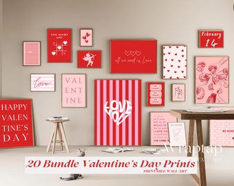 20 Pcs Romantic Valentine's Day Wall Art Prints, image 1