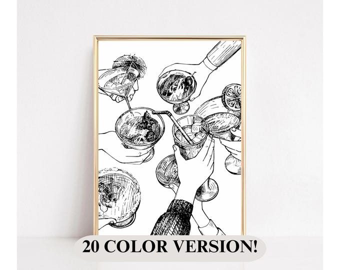 Trendy Bar Cart Art, Spirits Wall Art, Kitchen Cocktail…