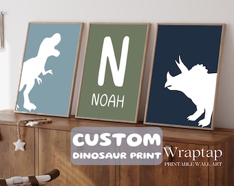 Set of 3 Custom Dinosaur Print for Boys Room, image 1