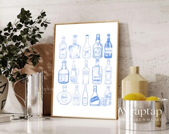 Blue Bar Cart Wall Art, image 3