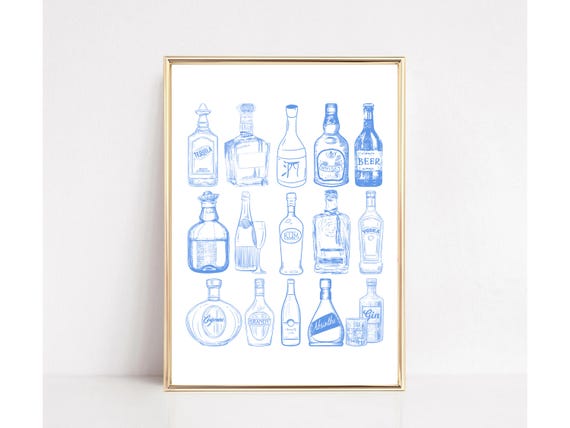 Blue Bar Cart Wall Art