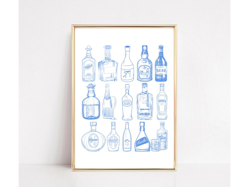 Blue Bar Cart Wall Art