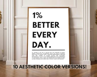 1% Better Everyday Motivational Art Wall Decor, image 1