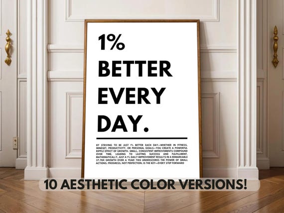 1% Better Everyday Motivational Art Wall Decor