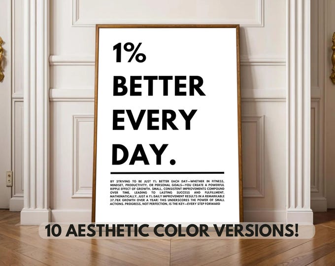 1% Better Everyday Motivational Art Wall Decor – 10…