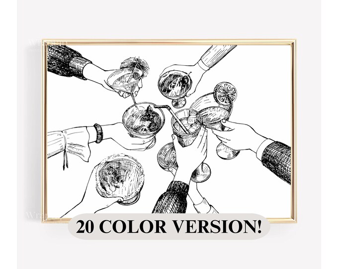Cheers Printable Wall Art, Drink Wall Art Print, Cocktail…
