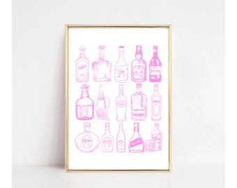Bar Cart Wall Art Pink, image 1