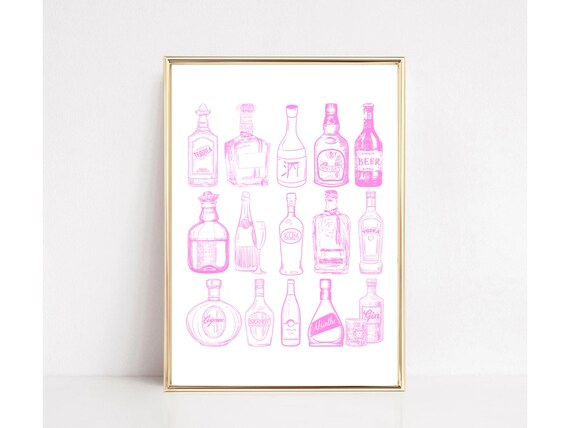 Bar Cart Wall Art Pink