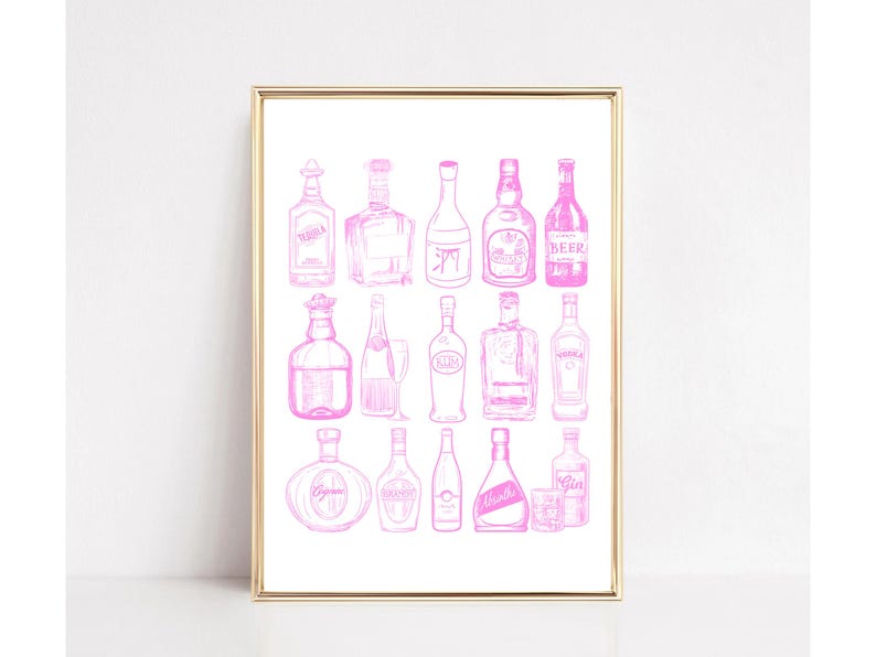 Bar Cart Wall Art Pink