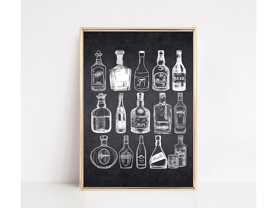 Bar Cart Art, Alcohol Print