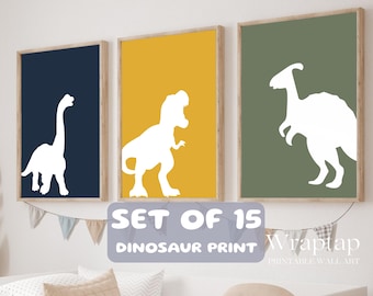 Set of 15 Dinosaur Print for Boys Room, image 1
