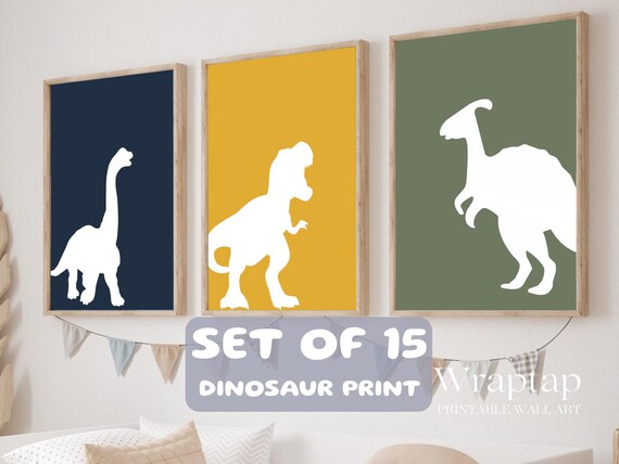 Set of 15 Dinosaur Print for Boys Room