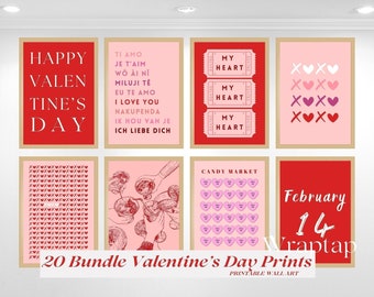 20 Pcs Romantic Valentine's Day Wall Art Prints, image 2