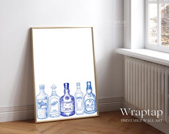 Blue Bar Cart Wall Art, image 3