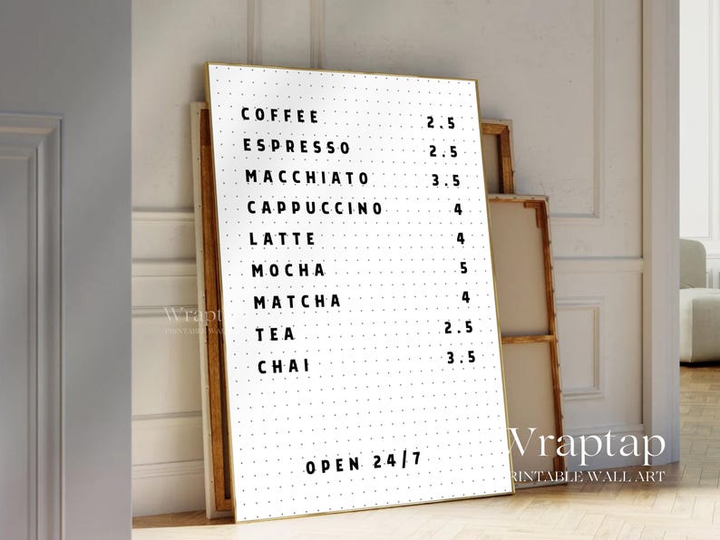 Coffee Bar Menu Art Print