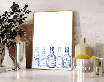 Blue Bar Cart Wall Art, image 1