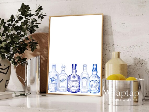 Blue Bar Cart Wall Art