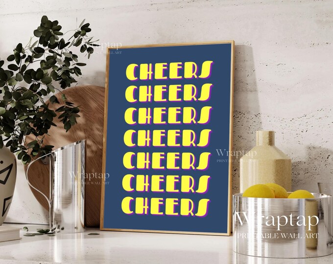 Cheers Art Print, Cheers Decor, Bar Cart Art Prints, Cheers…