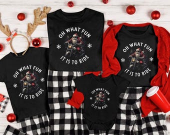 Family Motorcycle Santa, Biker Christmas PJ Shirt or T-Shirt (no pants), Kids / Girls / Boys  / Mom / Dad Shirt