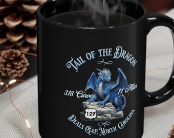 Cool Tail of the Dragon, Deals Gap, Carolina del Norte - Hwy 129 - Motocicleta, taza/taza de café negra de 11 oz