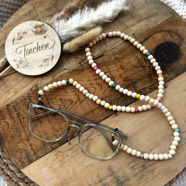 Brillenkette, Holzperlenkette, Brillenketten für Damen, Brillenkette Holzperlen, Holzperlen, Brillen Accessoires