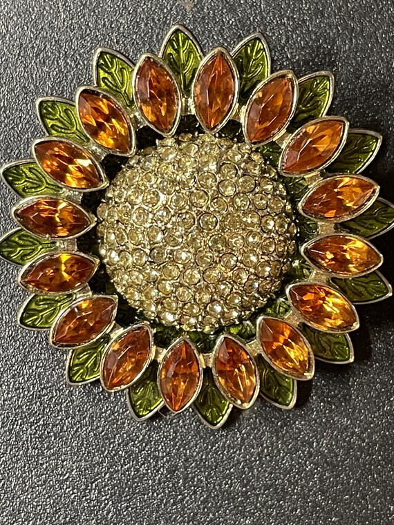 Sunflower Vintage Brooch With Matching Sunflower Clip… Gem