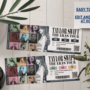 Eras Tour Concerts Taylor Swift Merch Ticket Canva Template Printable Custom Event Ticket Keepsake Souvenir Birthday Surprise Gift Idea image 5