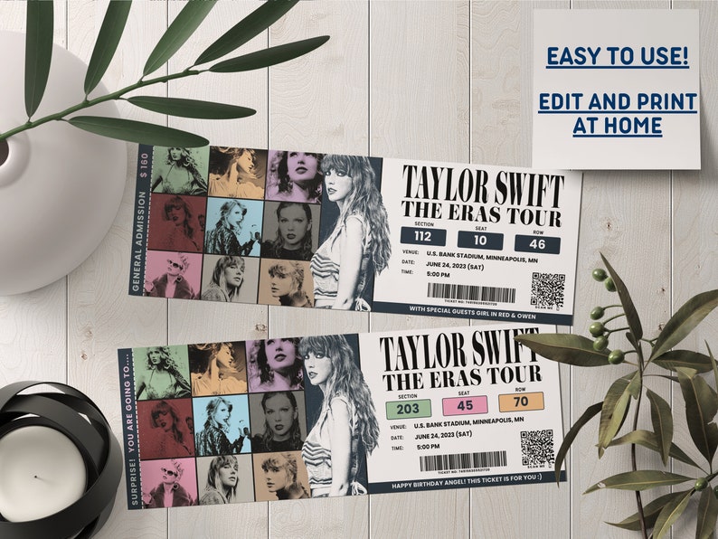 Eras Tour Concerts Taylor Swift Merch Ticket Canva Template Printable Custom Event Ticket Keepsake Souvenir Birthday Surprise Gift Idea image 5