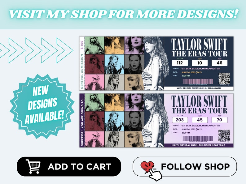 Eras Tour Concerts Taylor Swift Merch Ticket Canva Template Printable Custom Event Ticket Keepsake Souvenir Birthday Surprise Gift Idea image 7