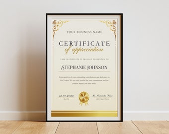 感謝状テンプレート：印刷可能な賞状（Canvaで編集可能）