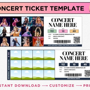 Konzertticket Geschenk, bearbeitbares Konzertticket Canva-Vorlage, DIY Event druckbares Ticket, Überraschungsgeschenkticket, personalisiertes Eventticket
