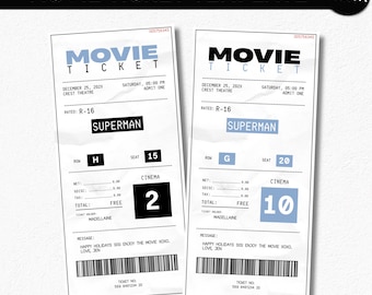 Minimalistyczny, retro, edytowalny szablon Canva z paragonem za bilet do kina | Łatwy do edycji | Natychmiastowe pobranie