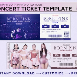 Blackpink Born Pink World Tour Ticket Canva Template Printable Editable Blackpink Tickets Keepsake Merch Born Pink Encore Concert Ticket