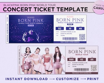 Blackpink Born Pink World Tour Ticket Canva Template Printable Editable Blackpink Tickets Keepsake Merch Born Pink Encore Concert Ticket