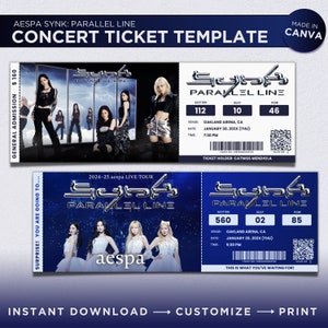 Bearbeitbares Aespa Synk Parallel Line Konzertticket Canva Vorlage KPOP Druckbares Erinnerungsticket Konzert Merch Überraschung Geschenkkarte Idee