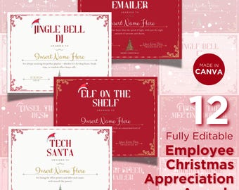 従業員へのクリスマス感謝状、従業員への面白いクリスマス賞状、チームオフィスの感謝状ホリデーギフト